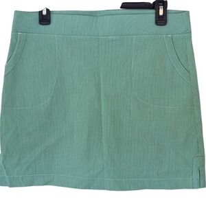 Attyre New York Green White Pinstripe Skort Shorts Skirt Side Slit Womens 10